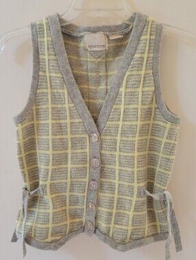 Anthropologie Sparrow Yellow And Gray Sweater Vest